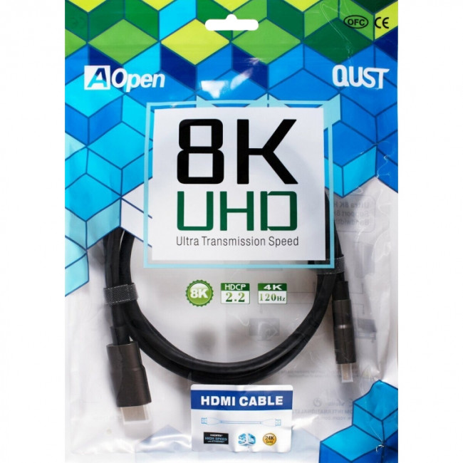 Кабель HDMI 19M/M,ver. 2.1, 8K@60 Hz 3m iOpen (Aopen/Qust) <ACG863-3M> Кабель AOpen/Qust HDMI (m)/HDMI (m) - 3 м (ACG863-3M)