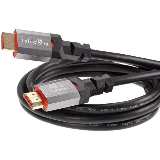Кабель HDMI 19M/M,ver. 2.1, 8K@60 Hz 1m метал разъемы, Telecom <TCG365-1M> Telecom TCG365-1M