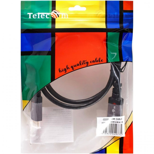 Кабель HDMI 19M/M,ver. 2.1, 8K@60 Hz 1m метал разъемы, Telecom <TCG365-1M> Telecom TCG365-1M