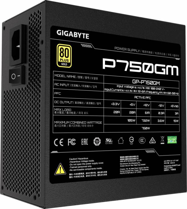 Блок питания Gigabyte GP-P750GM — для бизнеса и офиса