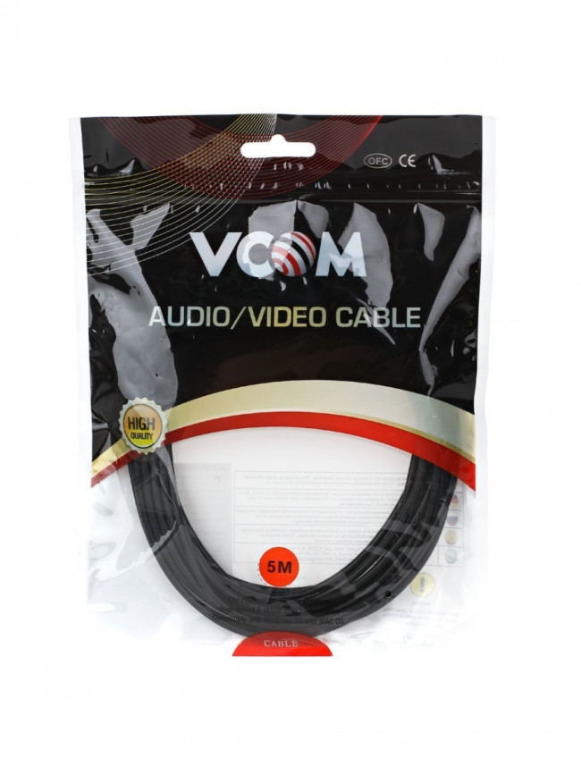Кабель удлинительный 3.5 Jack (M) - 3.5 Jack (F), стерео, аудио, 5.0м VCOM <VAV7179-5M> VCOM mini jack 3.5 mm (m) - mini jack 3.5 mm (f) 5м — для бизнеса и офиса