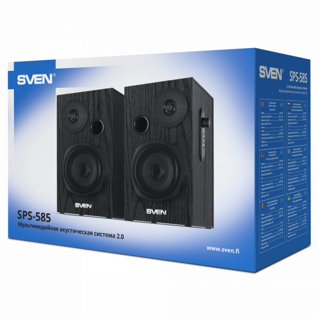 SVEN SPS-585, черный, акустическая система 2.0 (мощность 2x10 Вт (RMS)) Sven SV-019679 — для бизнеса и офиса