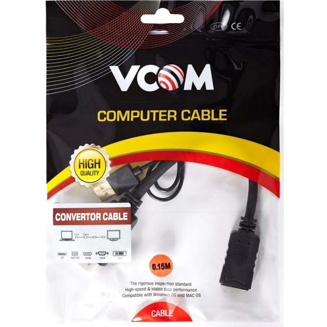 Кабель-переходник HDMI(M) +USB---> DP(F) 0.15m  4K*60Hz VCOM<CG599E> Кабель-переходник VCOM USB Type-A M+HDMI M/DisplayPort F (CG599E-0.15M)