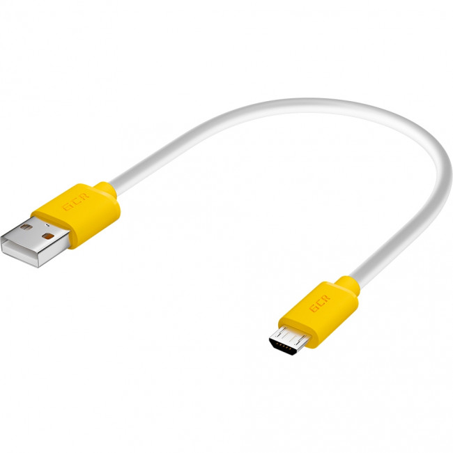 GCR Кабель 0.5m MicroUSB, белый, желтые коннекторы, быстрая зарядка, 28/24 AWG, GCR-53220 Кабель Greenconnect 0.5 м (GCR-53220) GCR Кабель 0.5m MicroUSB, белый, желтые коннекторы, быстрая зарядка, 28/24 AWG, GCR-53220 Кабель Greenconnect 0.5 м (GCR-53220)