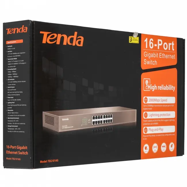 Коммутатор Tenda TEG1016G — для бизнеса и офиса