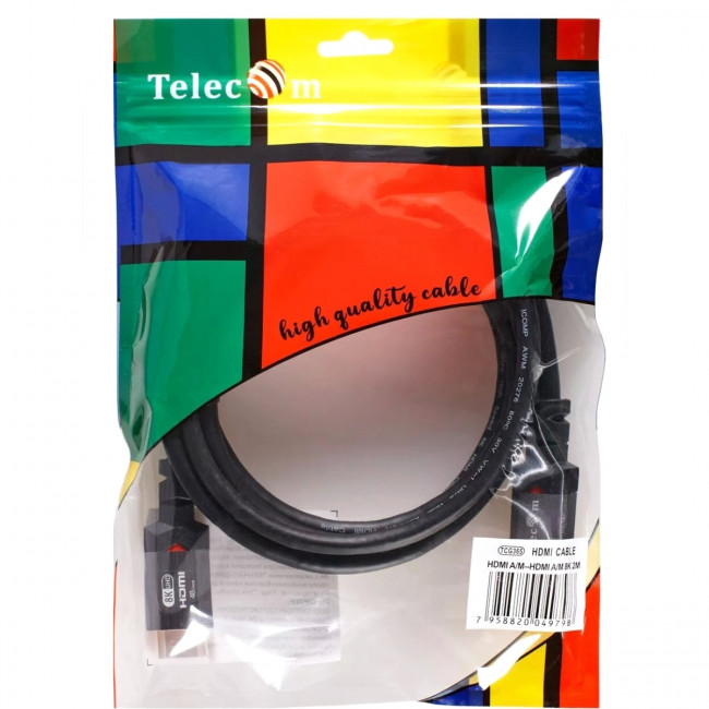 Кабель HDMI 19M/M,ver. 2.1, 8K@60 Hz 2m метал разъемы, Telecom <TCG365-2M> Telecom TCG365-2M