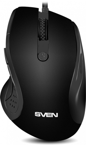 Мышь SVEN RX-113  (5+1кл. 800-2000DPI,  Soft Touch, каб. 1,5м, блист.) USB чёрная Sven RX-113