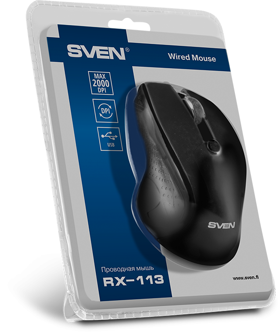 Мышь SVEN RX-113 (5+1кл. 800-2000DPI, Soft Touch, каб. 1,5м, блист.) USB чёрная Sven RX-113 Мышь SVEN RX-113 (5+1кл. 800-2000DPI, Soft Touch, каб. 1,5м, блист.) USB чёрная Sven RX-113