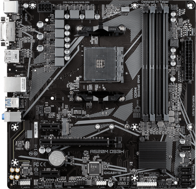 Материнская плата Gigabyte A520M DS3H. (rev. 1.0) — для бизнеса и офиса Материнская плата Gigabyte A520M DS3H. (rev. 1.0) — для бизнеса и офиса