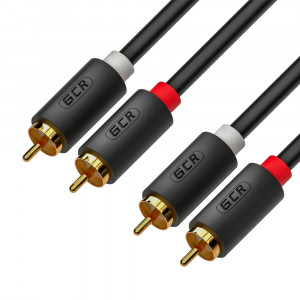GCR Кабель 1.0m аудио 2 х RCA / 2 х RCA, GOLD, черный Greenconnect GCR-53108