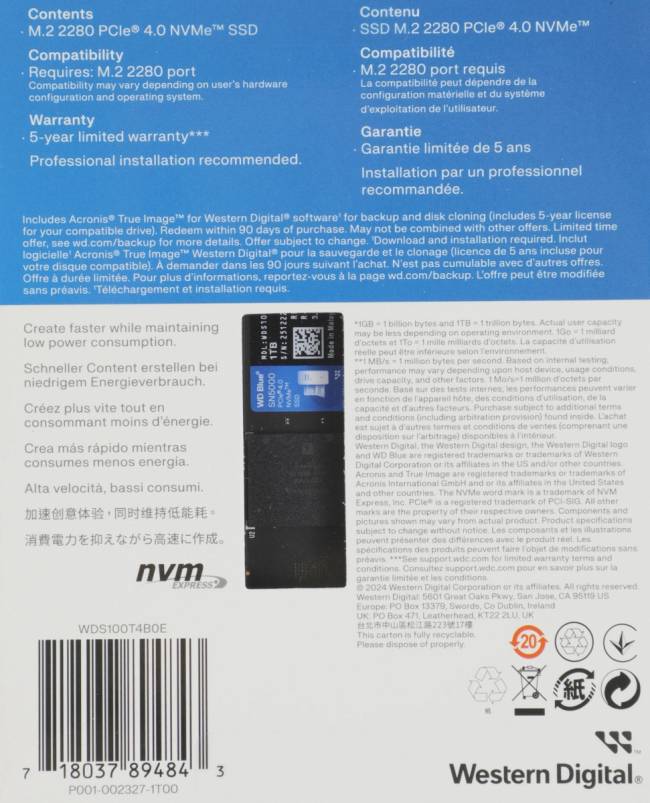 Накопитель SSD WD WDS100T4B0E — для бизнеса и офиса Накопитель SSD WD WDS100T4B0E — для бизнеса и офиса