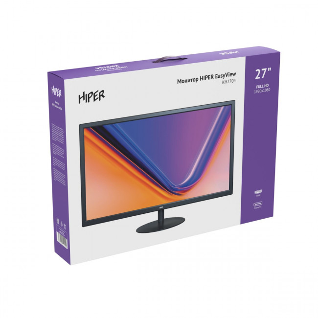 Monitor HIPER EasyView (KH2704DH75) - 27''/1920x1080 (Full HD)/75Гц/250/3000:1/VA/4мс/HDMI+DP/Чёрный Hiper KH2704DH75 — для бизнеса и офиса
