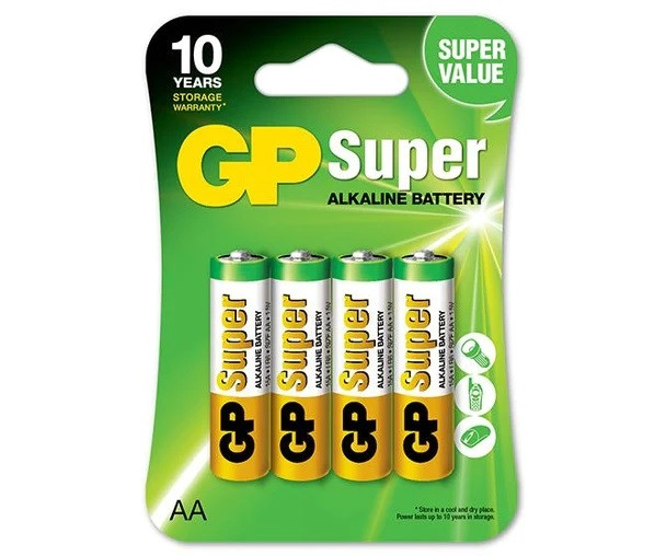 Алкалиновые батарейки GP Super Alkaline 15А АA - 4 шт. на блистере GP Super Alkaline 15А АA (4891199000034)