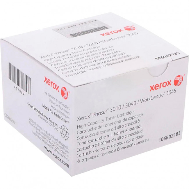ТОНЕР-КАРТРИДЖ PH3010, 2.3K Xerox 106R02183 — для бизнеса и офиса ТОНЕР-КАРТРИДЖ PH3010, 2.3K Xerox 106R02183 — для бизнеса и офиса