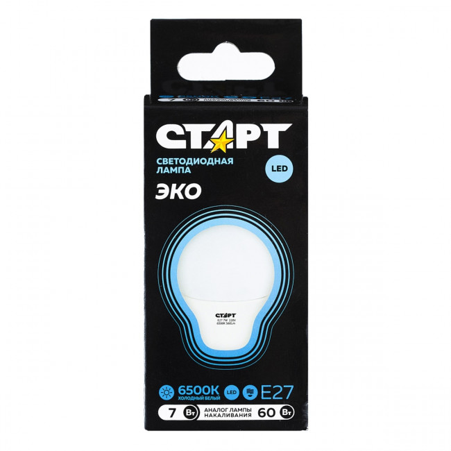 Лампа светодиодная СТАРТ шарик E27 7W 65 WS Лампа светодиодная СТАРТ шарик E27 7W 65 WS