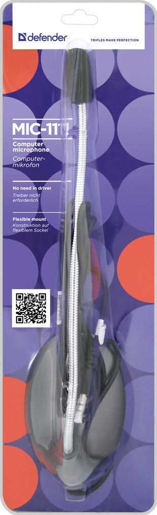 Defender Микрофон компьютерный MIC-111 серый, кабель 1,5 м Defender MIC-111