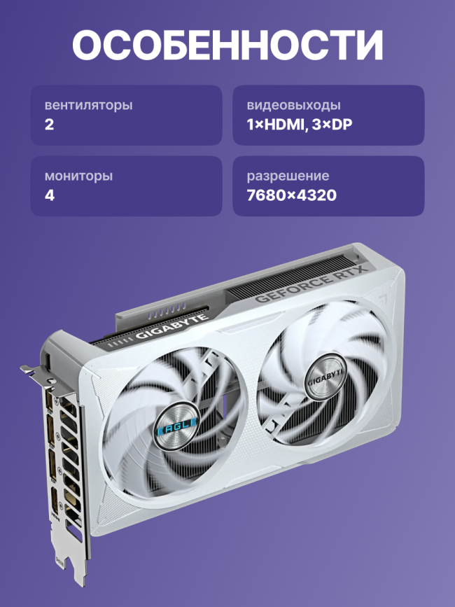 Видеокарта GIGABYTE GV-N5060EAGLEOC ICE-8GD — для бизнеса и офиса Видеокарта GIGABYTE GV-N5060EAGLEOC ICE-8GD — для бизнеса и офиса