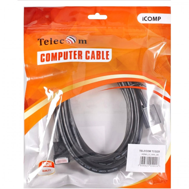 Кабель HDMI---HDMI ver 2.0 угловой коннектор 90град  3м,Telecom <TCG225-3M> Telecom TCG225-3M