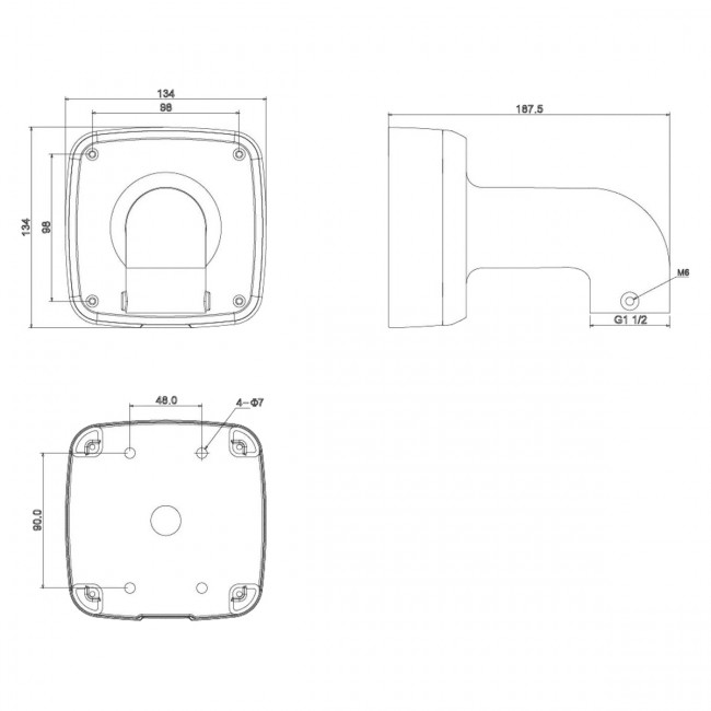 Настенный кронштейн для камер серий SD42, SD32, SD29, HDBW2, HDBW3, HDBW4, EB1 Dahua DH-PFB302S — для бизнеса и офиса