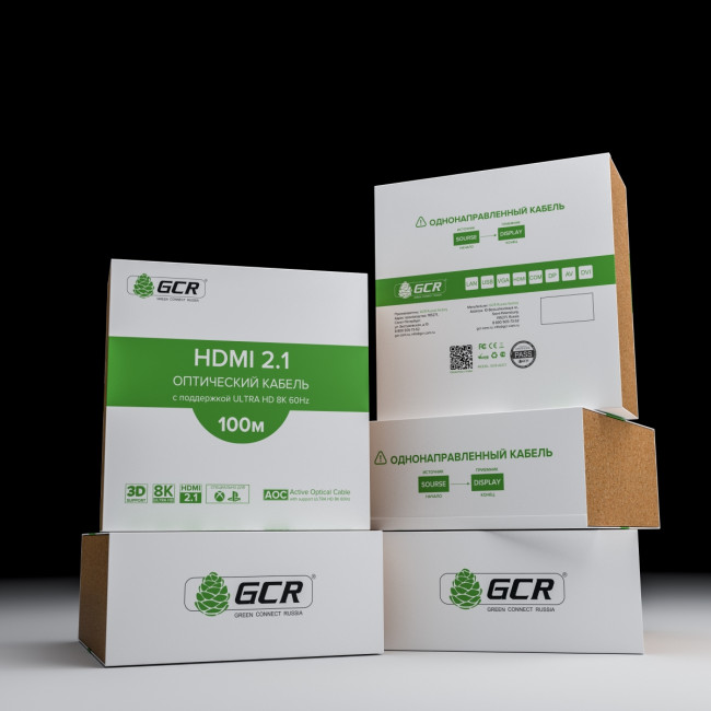 GCR Кабель 100m оптический HDMI 2.1 8K 60Hz, для подключения SmartTV, AppleTV, XBOX Series X, PS5, GCR-52443 Greenconnect HDMI (m) - HDMI (m) 100м — для бизнеса и офиса