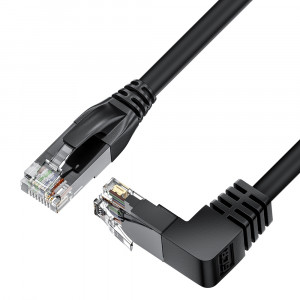 GCR Патч-корд прямой 3.0m UTP кат.5e, черный, нижний угол, литой, ethernet high speed, RJ45, T568B, GCR-53197 Greenconnect RJ45(m) - RJ45(m) Cat. 5e 3м чёрный