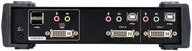 Переключатель, электрон., KVM+Audio+USB 2.0,  1 user USB+DVI =>  4 cpu USB+DVI, со шнурами USB 4х1.8м., 2560x1600 60Hz DVI-D Dual Link/2048x1536 DVI-A, настол., иПереключатель, электрон., KVM+Audio+USB 2.0,  1 user USB+DVI =>  2 cpu USB+DVI,  USB 2х ATEN  — для бизнеса и офиса