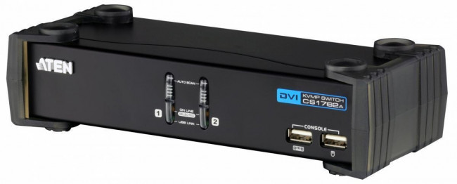 Переключатель, электрон., KVM+Audio+USB 2.0,  1 user USB+DVI =>  4 cpu USB+DVI, со шнурами USB 4х1.8м., 2560x1600 60Hz DVI-D Dual Link/2048x1536 DVI-A, настол., иПереключатель, электрон., KVM+Audio+USB 2.0,  1 user USB+DVI =>  2 cpu USB+DVI,  USB 2х ATEN  — для бизнеса и офиса