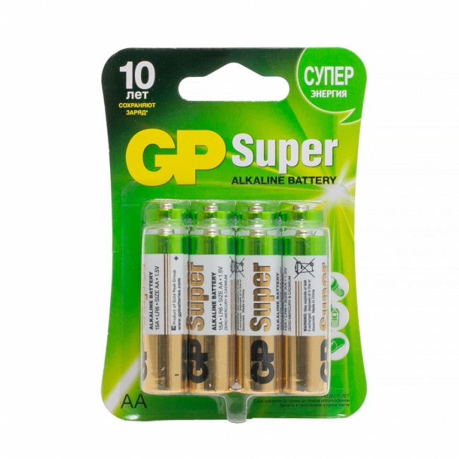 Алкалиновые батарейки GP Super Alkaline 15А АA - 8 шт. на блистере GP Super Alkaline 15А АA (4891199087073)