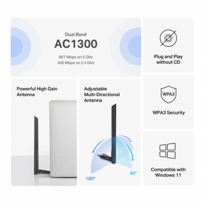 Адаптер Wi-Fi Mercusys MA30H — для бизнеса и офиса Адаптер Wi-Fi Mercusys MA30H — для бизнеса и офиса