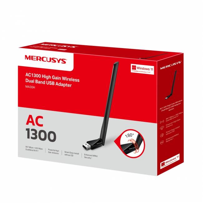 Адаптер Wi-Fi Mercusys MA30H — для бизнеса и офиса Адаптер Wi-Fi Mercusys MA30H — для бизнеса и офиса