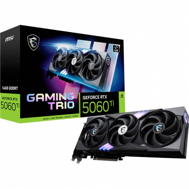 Видеокарта MSI GeForce RTX 5060 Ti 16G GAMING TRIO — для бизнеса и офиса Видеокарта MSI GeForce RTX 5060 Ti 16G GAMING TRIO — для бизнеса и офиса