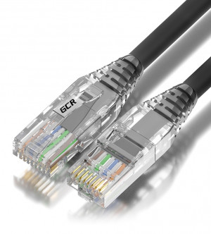 GCR Патч-корд сборный 1.5m  LSZH UTP кат.5e, черный, коннектор прозрачный+ABS колпачок, 24 AWG, ethernet high speed 1 Гбит/с, RJ45, T568B, GCR-52632 Greenconnect RJ45(m) - RJ45(m) Cat. 5e U/UTP LSZH 1.5м