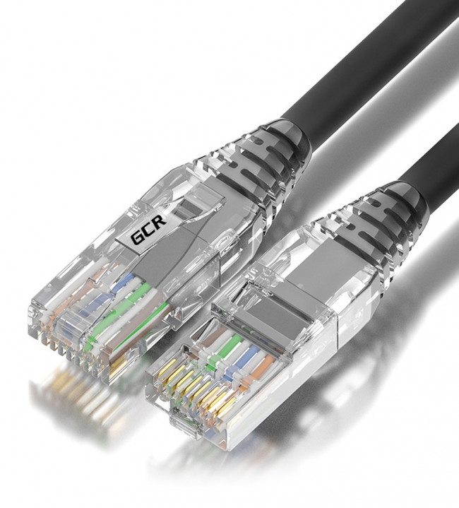GCR Патч-корд сборный 1.5m  LSZH UTP кат.5e, черный, коннектор прозрачный+ABS колпачок, 24 AWG, ethernet high speed 1 Гбит/с, RJ45, T568B, GCR-52632 Greenconnect RJ45(m) - RJ45(m) Cat. 5e U/UTP LSZH 1.5м