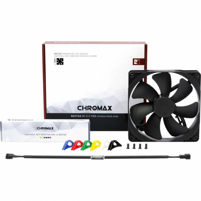 Кулер для корпуса Noctua NF-A14 PWM chromax.black.swap — для бизнеса и офиса Кулер для корпуса Noctua NF-A14 PWM chromax.black.swap — для бизнеса и офиса