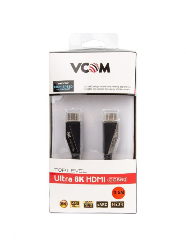 Кабель HDMI 19M/M,ver. 2.1, 8K@60 Hz 0.5m VCOM <CG860-0.5M> VCOM HDMI (m) - HDMI (m) 0.5м