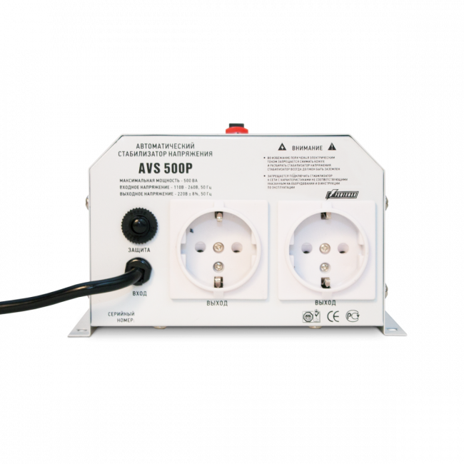 Стабилизатор POWERMAN AVS 500P, ступенчатый регулятор, цифровые индикаторы уровней напряжения, 500ВА, 110-260В, максимальный входной ток 5А, 2 евророзетки, IP-20, навесной, 185мм х 170мм х 100мм, 2,5 кг. POWERMAN AVS 500P Стабилизатор POWERMAN AVS 500P, ступенчатый регулятор, цифровые индикаторы уровней напряжения, 500ВА, 110-260В, максимальный входной ток 5А, 2 евророзетки, IP-20, навесной, 185мм х 170мм х 100мм, 2,5 кг. POWERMAN AVS 500P