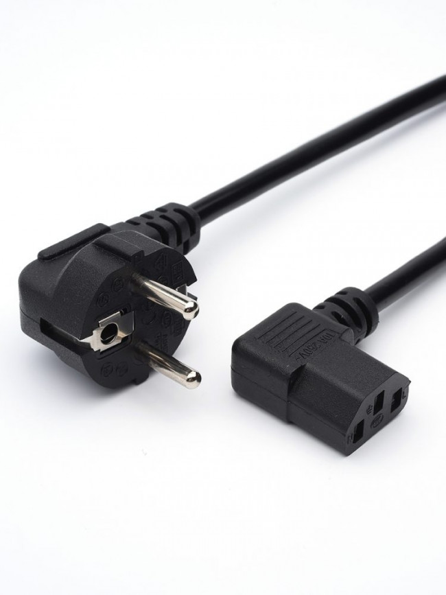 Кабель питания GoPower евровилка-C13 (f) 1.8м ПВХ 0.75 мм угловой черный (1/125) GoPower 00-00024536
