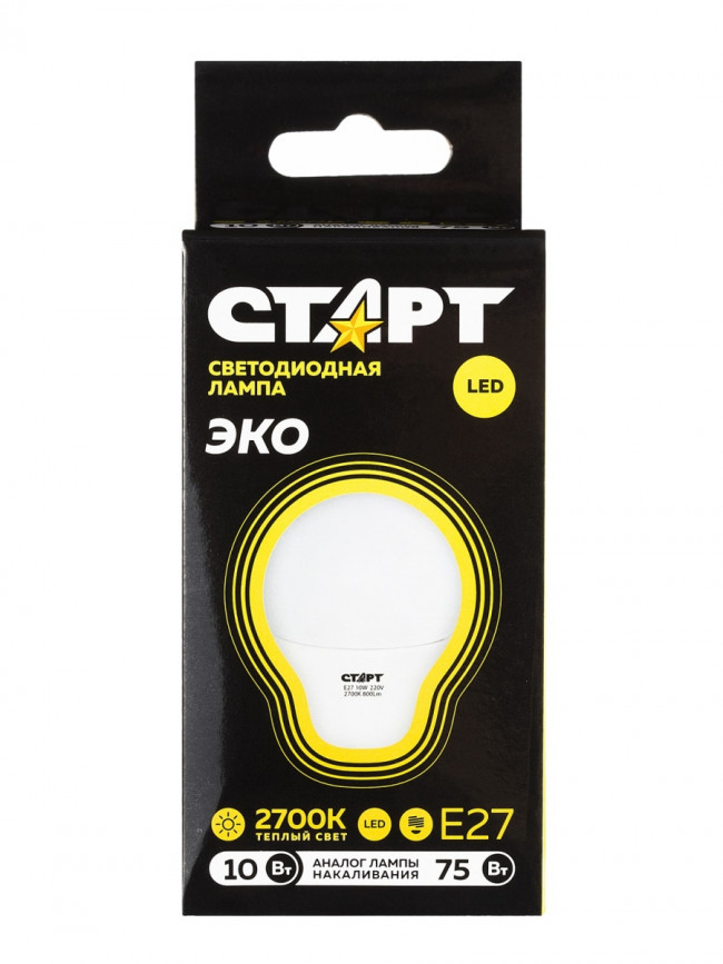 Лампа светодиодная СТАРТ груша E27 10W 3000К Лампа светодиодная СТАРТ груша E27 10W 3000К