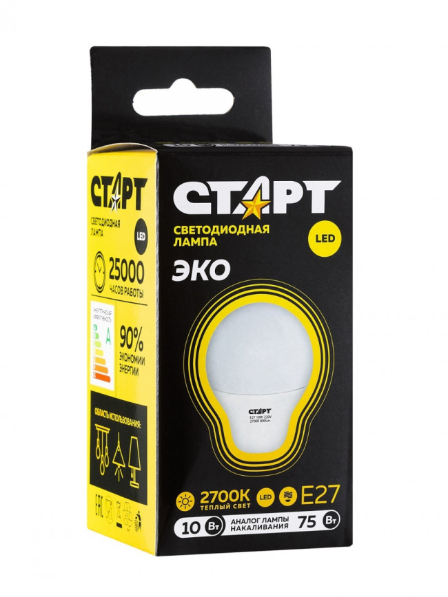 Лампа светодиодная СТАРТ груша E27 10W 3000К Лампа светодиодная СТАРТ груша E27 10W 3000К
