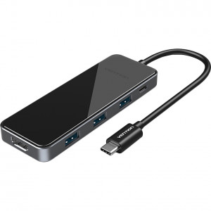 Мультифункциональный хаб Vention USB-C > HDMI v2.0/3xUSB 3.0 OTG/PD Мультифункциональный хаб Vention USB 3.1 M/HDMI 19F/VGA 15F/USB 3.0 Type C F x 3 (THPBB)