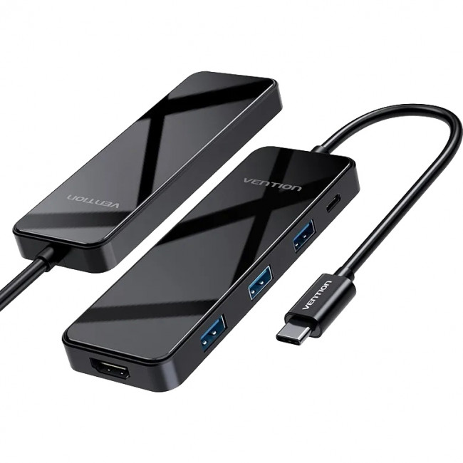 Мультифункциональный хаб Vention USB-C > HDMI v2.0/3xUSB 3.0 OTG/PD Мультифункциональный хаб Vention USB 3.1 M/HDMI 19F/VGA 15F/USB 3.0 Type C F x 3 (THPBB)