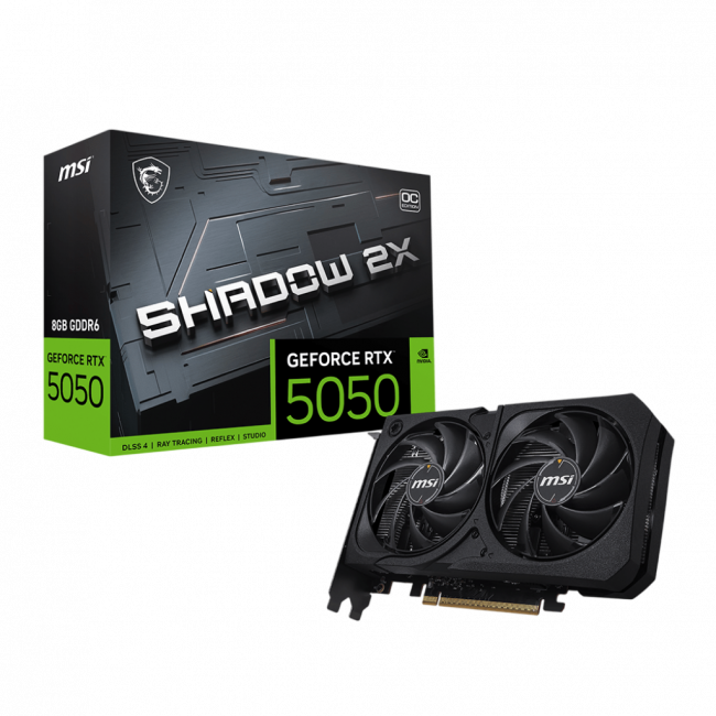Видеокарта MSI GeForce RTX 5050 8G SHADOW 2X OC — для бизнеса и офиса Видеокарта MSI GeForce RTX 5050 8G SHADOW 2X OC — для бизнеса и офиса