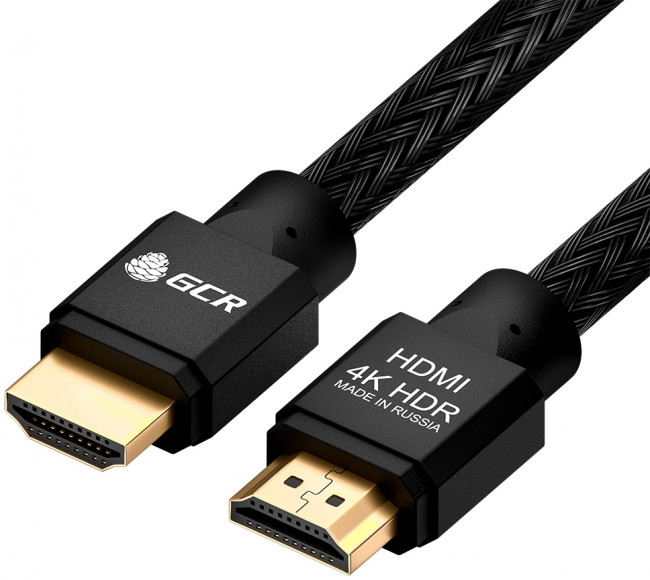 GCR Кабель 2.0m HDMI версия 2.0, HDR 4:2:2, Ultra HD, 4K 60 fps 60Hz/5K*30Hz, 3D, AUDIO, 18.0 Гбит/с, 28/28 AWG, OD7.8mm, тройной экран, черный нейлон, AL корпус черный, GCR-52189 Greenconnect HDMI (m) - HDMI (m) 2м