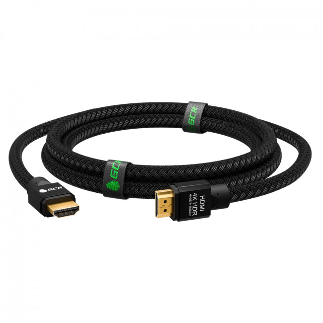 GCR Кабель 2.0m HDMI версия 2.0, HDR 4:2:2, Ultra HD, 4K 60 fps 60Hz/5K*30Hz, 3D, AUDIO, 18.0 Гбит/с, 28/28 AWG, OD7.8mm, тройной экран, черный нейлон, AL корпус черный, GCR-52189 Greenconnect HDMI (m) - HDMI (m) 2м