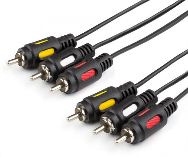 Кабель Audio-Video 1.8 m (3RCA(m), пакет) ATcom 3RCA (m) - 3RCA (m) 1.8 м — для бизнеса и офиса