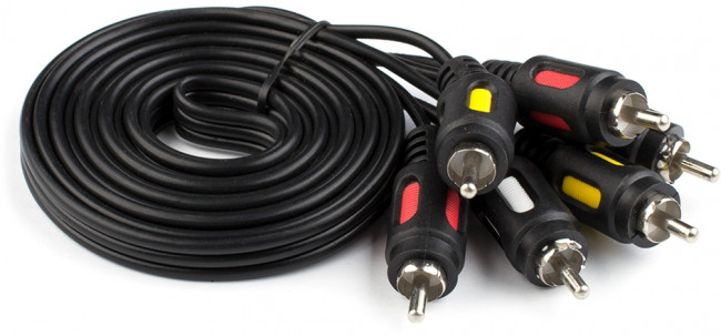 Кабель Audio-Video 1.8 m (3RCA(m), пакет) ATcom 3RCA (m) - 3RCA (m) 1.8 м — для бизнеса и офиса