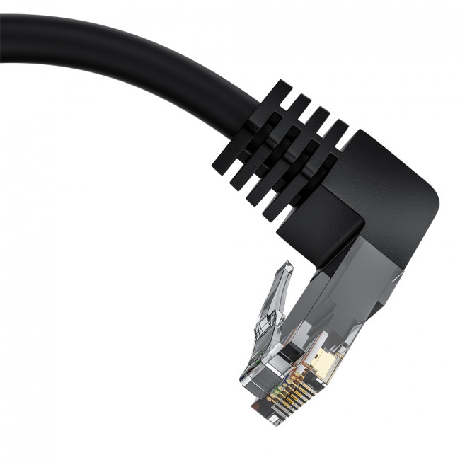 GCR Патч-корд прямой 0.5m UTP кат.5e, черный, верхний угол, литой, ethernet high speed, RJ45, T568B, GCR-53198 Greenconnect RJ45(m) - RJ45(m) Cat. 5e 0.5м чёрный — для бизнеса и офиса