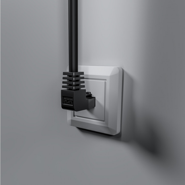 GCR Патч-корд прямой 0.5m UTP кат.5e, черный, верхний угол, литой, ethernet high speed, RJ45, T568B, GCR-53198 Greenconnect RJ45(m) - RJ45(m) Cat. 5e 0.5м чёрный — для бизнеса и офиса