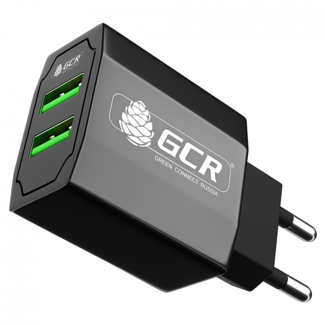 GCR Сетевое зарядное устройство на 2 USB порта 3.1 A, черное, GCR-51982 Greenconnect 2 USB 3.1A  GCR-51982 — для бизнеса и офиса