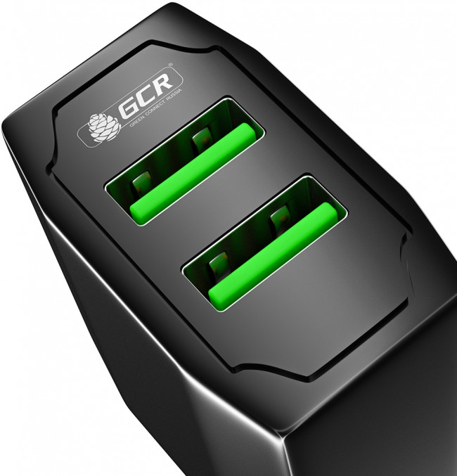 GCR Сетевое зарядное устройство на 2 USB порта 3.1 A, черное, GCR-51982 Greenconnect 2 USB 3.1A  GCR-51982 — для бизнеса и офиса